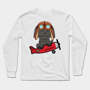 Cute sheepdog is in a vintage plane Long Sleeve T-Shirt